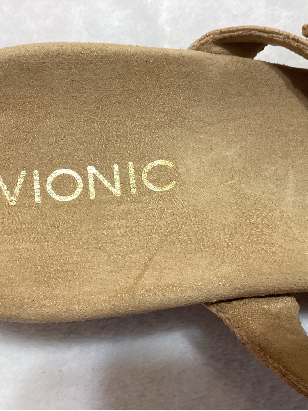 Vionic Cork-Effect Triple Strap Slide Sandals in Tan (No Size-See Description) - Picture 3 of 9